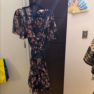 Calvin Klein Black Floral High Low Dress